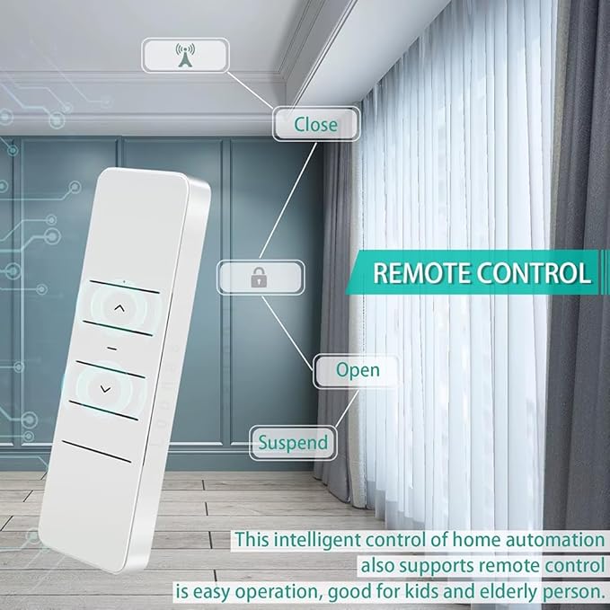 ZigBee 3.0 Smart Curtain Motor with Ripple Fold Track, Mini Silent Electric Drapery System, 1.2N.m App Voice Control Compatible with Alexa & Google Home (5 meters (196.8 inches))