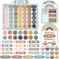 Tenare 82 Pcs Classroom Calendar Boho Weather Bulletin Board Set