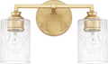 Capital Lighting 120521CG-422 Milan Iced Glass Bath Vanity Wall Mount, 2-Light 200 Total Watts, 9" H x 13" W, Capital Gold