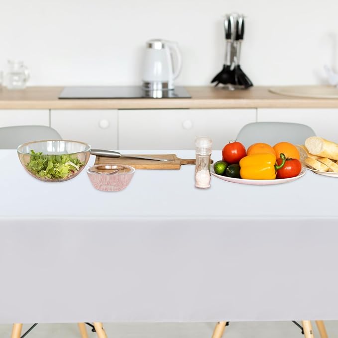 sancua 10 Pack White Tablecloth 60 x 102 Inch, Rectangle Table Cloth for 6 Feet Tables - Stain and Wrinkle Resistant Washable Polyester Table Cover for Dining Tables, Buffet Parties and Camping