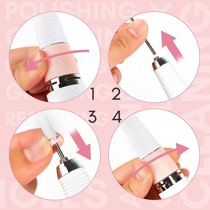Makartt Nail Drill Handpiece for Malory, 30000RPM Rechargeable Electric File Machine Replacement for Manicure Art Tool, Professional Gel Polish Acrylic Powder Remover