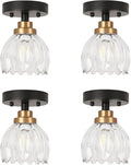 TALOYA Semi Flush Mount Ceiling Light,4 Pack Close to Ceiling Light Fixtures with Clear Tulip Glass Shades Modern Farmhouse Lighting Fixtures for Hallway Corridor Kitchen Bathroom Bedroom Passway