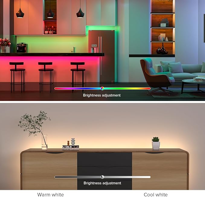 BTF-LIGHTING FCOB IP66 RGBW 3000K COB LED Strip 16.4FT DC24V Color Changing Flexible High Density Multicolor Light 12mm Width for Home Indoor Decor(No Adapter or Controller)