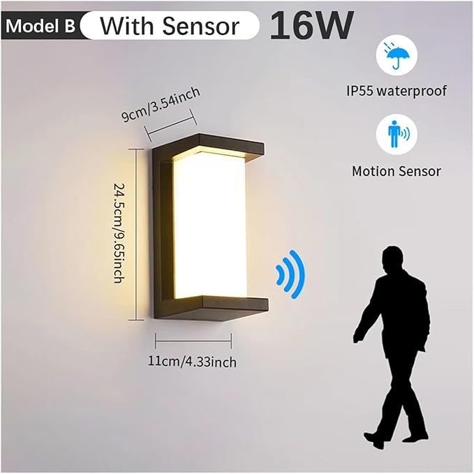 LED Wall Light, LED Wall Lamp Motion Sensor Waterproof Led Lights Wall Light Indoor Outdoor Wall Panels for Home Corridor Lighting,Modern Wall Lamp(Cold White,B with Sensor)