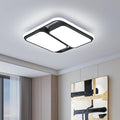 Modern LED Ceiling Light Fixture, 60W 6000K Black Square Flush Mount Ceiling Lights, 15.7'' Rectangle Bedroom Ceiling Lamp LED Chandelier for Kitchen Hallway Laundry Living Room (Cool White)