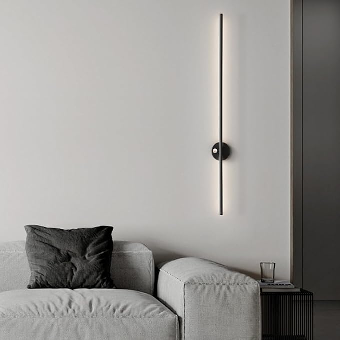 LED Long Strip Wall Lights with Motion Sensor Lamp 3000K/4000K/6000K Lighting Modern Simple Aluminum Mounted Indoor Bedside Decoration Light Living Room(Gold Neutral Light,100cm)