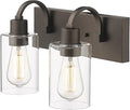 Emliviar Vanity Light for Bathroom - 2-Light Wall Sconce Lighting in Oil Rubbed Bronze Finish with Clear Glass, YCE237B-2W ORB