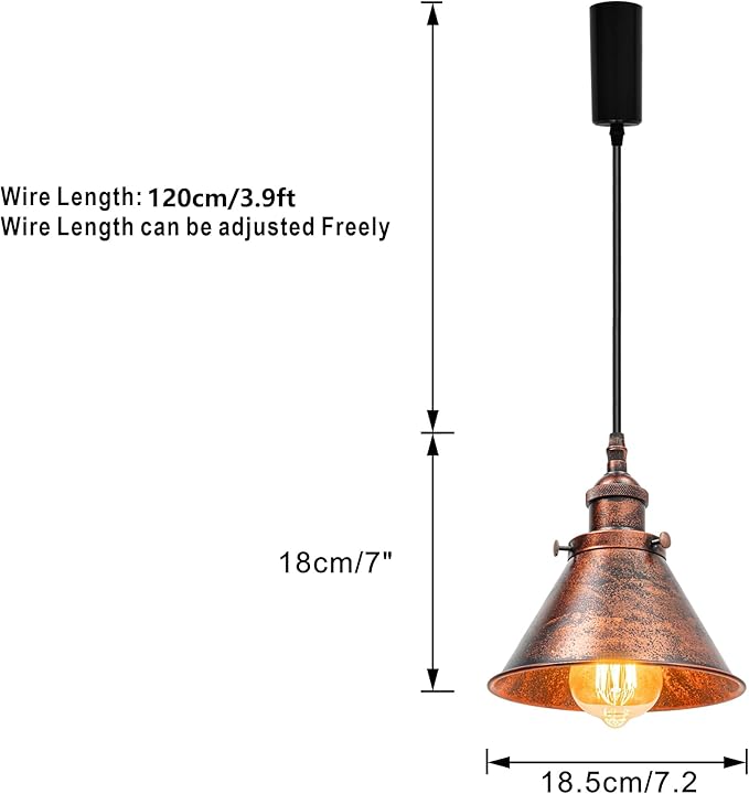 1x Plug in Cable Track Rail, 2X Adjustable Cord Rust Track Lighting Fixtures E26 Base H-Type Vintage Design for Kitchen Loft(No Bulb)