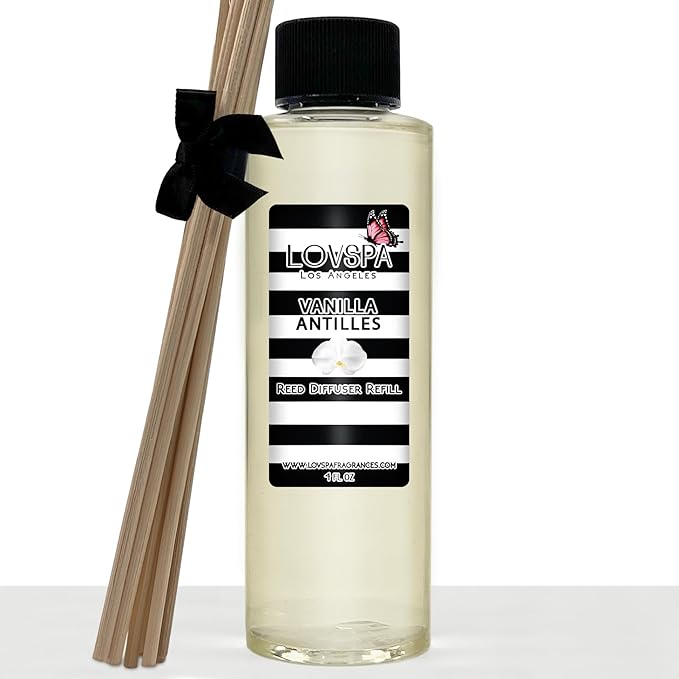 LOVSPA Vanilla Antilles Diffuser Oil - Luxury Essential Oils for Diffuser Refill & Air Freshener Room Spray - Long-Lasting & Natural Home Fragrance, Scented Oil for Diffusers, USA Made, 4oz