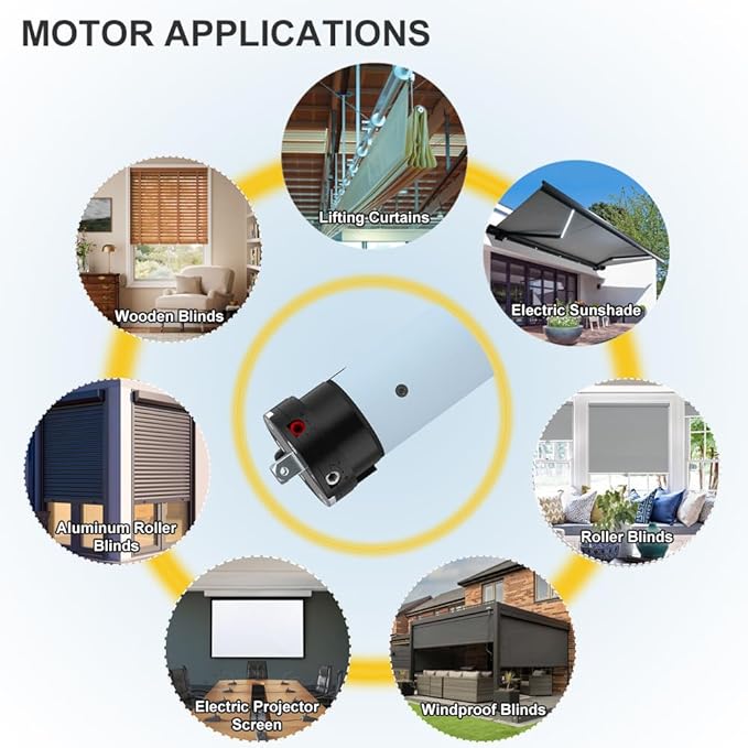 DC24V Motorized Remote Control Roller Shade Motor Kit, 45mm Brushless Electric Blind Motor for Outdoor Awning & Windproof Shades, Heavy Duty Automation (20 N.m for Φ74mm（3"） Round Tube)