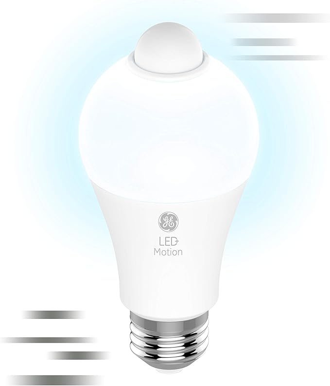 GE LED+ Motion Sensor LED Light Bulbs, 12W, Outdoor Security Lights, Daylight, A21 (2 Pack)