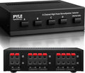 Pyle 4-Zone Speaker Selector Switch - Premium Distribution Hub with A/B/C/D Switches for Multi-Channel High-Power Amp Installations - Supports up to 4 Pairs of Switched Speakers - PSS4