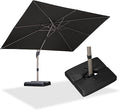PURPLE LEAF 9' x 11' Patio Umbrella with Base Cantilever Umbrella Rectangular Outdoor Offset Umbrella with Champagne Frame and 360° Rotation for Garden Deck Pool, Grey