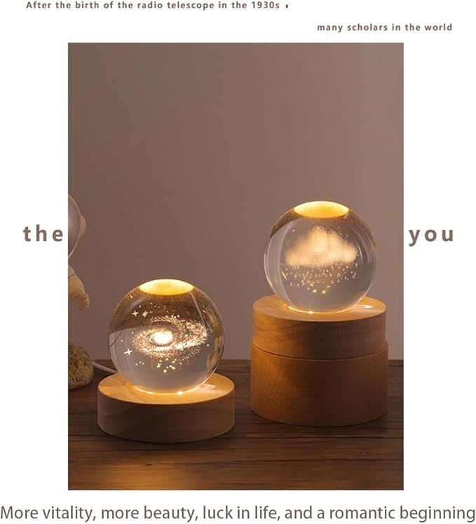 3D Crystal Ball Night Light Mood Lighting Cozy Comfort Gifts Home Decor lamp for Bedroom Space Lamps Happy Cozy Comfort Gifts (Love)