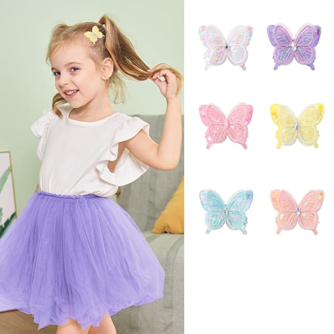 Hair Clips Butterfly Hair Clip Glitter Butterfly Hair Clips Kids Clips for Birthday Christmas Children's Day Gift (purple)