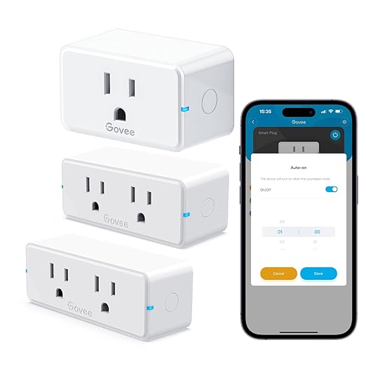 Govee Dual Smart Plug 2-in-1 Compact Design, 15A WiFi Bluetooth Outlet, Compatible with Alexa and Google Assistant