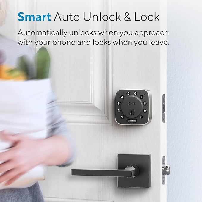 ULTRALOQ 2025 Upgrade Bolt NFC Smart Door Lock, Built-in WiFi Deadbolt 6-in-1 Keypad Keyless Entry Door Lock & Door Sensor,Auto Unlock,IP65 Waterproof,Easy Installation,BHMA Grade AAA