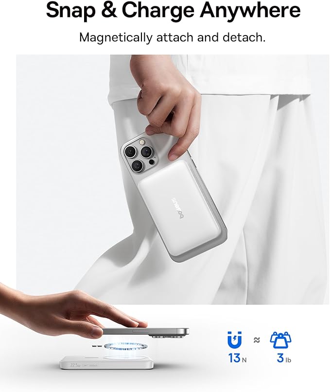 Baseus for MagSafe Portable Charger, Qi2 Certified 15W Wireless Magnetic Power Bank 10000mAh with USB-C Cable 22.5W PD Charging, Battery Pack Compatible with iPhone 17/16/15/14/13 Pro/Pro Max Series
