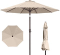 PatioKingdom 10FT Patio Umbrella with Push Button Tilt and Crank, Outdoor Market Umbrella with 8 Fiberglass Ribs, UV Protection Table Umbrella for Pool,Backyard,Garden,Deck(Beige, 10FT)