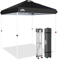 EAGLE PEAK Pop Up Canopy Tent with Wheeled Carry Bag, 8 Stakes, 4 Ropes, Easy Set Up Tent Canopy, 6.6x6.6 ft, Black