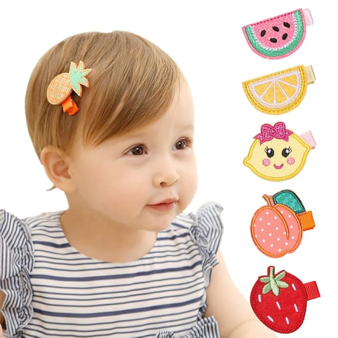 inSowni 16 Pack Embroidery Cute Fruit Animal Fully Lined Alligator Hair Clips Accessories Barrettes for Baby Girl Toddlers Infants Kids Teens One Size