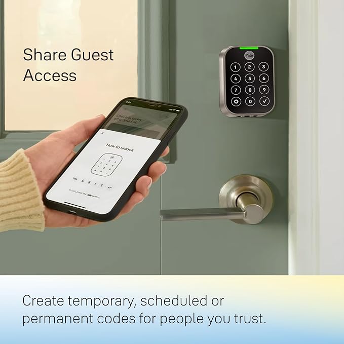 Yale Security Assure Lock 2 Plus Apple Home Keys (Tap to Open) Deadbolt, Satin Nickel Smart Keyless Entry Door Lock with Wi-Fi Connected Keypad for Code Entry and Remote Access, YRD450-N-WF1-619