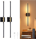 Shenmoyl Battery Operated Wall Sconce Set of 2, 10400mAh Wireless Wall Sconces, 3000K-6000K Dimmable, 350°Rotate, Indoor Wall Lights with Remote for Bedroom Living Room Bathroom, Black Gold, 31.5 Inch
