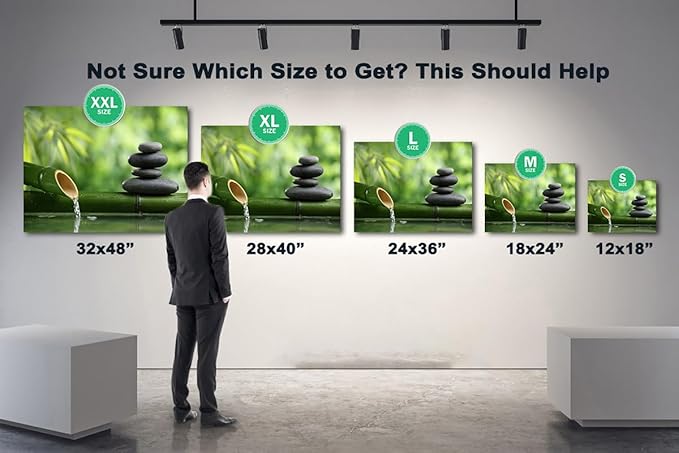 GUTTATY Zen Wall Art Decor, Modern Bathroom Zen Decor Wall Art, Large Canvas Wall Art for SPA Zen Room Decor, Green Bamboo and Pebble Relaxing Zen Art Prints for Office & SPA Wall Decor 28x40 Inches