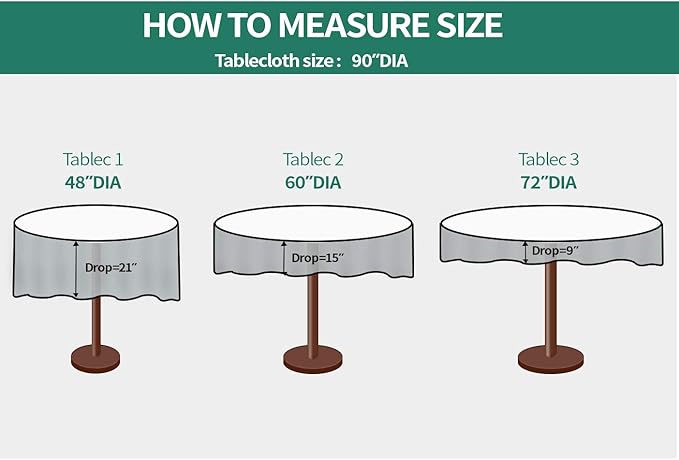 Surmente White Tablecloth for Round Tables, 90-inch Round Table Cloths for Weddings, Banquets, or Restaurants