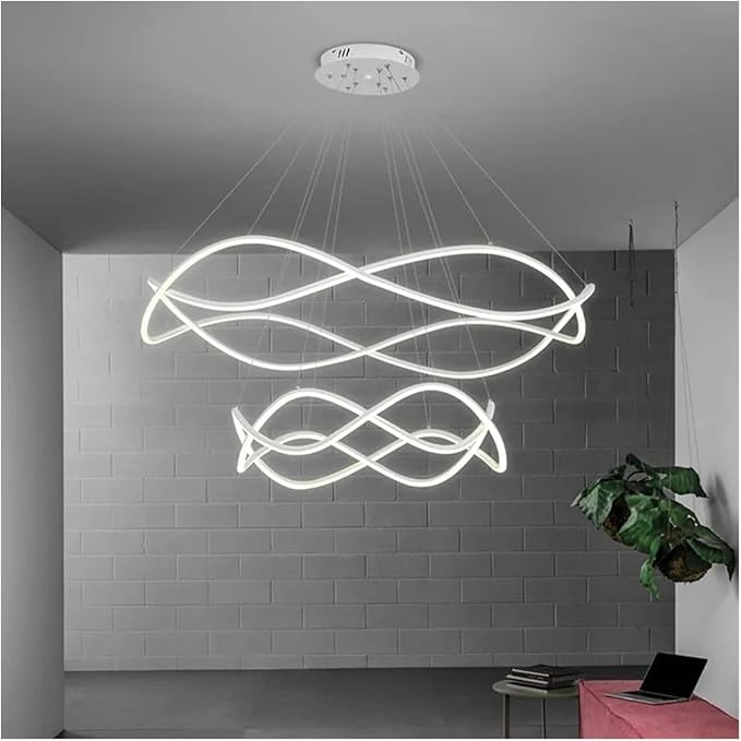 Modern Home Decor Led Lights Pendant Light Lamps for Living Room Chandeliers for Dining Hanging Indoor Lighting,Modern LED Chandelier(RC Remote dimming,White-D80 50cm)