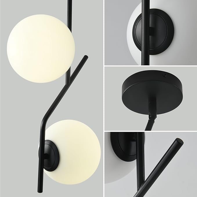 SeeU Modern Style Pendant Light Fixture Globe Chandelier Black Hanging Light Fixture Hanging Light Fixture for Kithchen Island Dinning Room Bedroom
