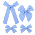 3 Styles Hair Bow Clips for Little Girls Toddler Baby Mom Women Hair Barrettes Accessories 4 Pcs Cotton Linen Bows Blue