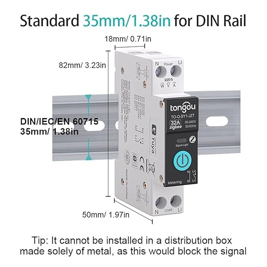 ZigBee DIY Smart Switch 32A| DIN Rail Switch| 1P+N 90-240VAC| Real-time Power Monitoring| Remote Control and Set Timer for Home Automation| Support Tuya/Smart Life| Voice Control| FCC Certified