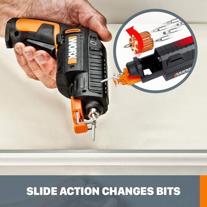 Worx 4V Electric Screwdriver, Rechargeable Cordless Power Screwdriver Set with 6 Bits, Screw Holder, Charger - WX255L