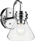 Kichler Farum 7.25" 1-Light Wall Sconce with Clear Glass in Chrome for Bathroom Vanity Light, Kitchen, Bedroom, Hallway, or Fireplace (7.25" W x 9.5" H) 55153CHCLR