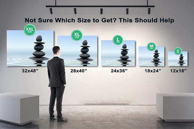 Zen Wall Art Decor, Modern Bathroom Zen Decor Wall Art, Large Zen Relaxing Canvas Wall Art for Spa Room Decor, Black Pebble and Waves Tranquil Zen Art Prints for Office & Spa Wall Decor 32x48 Inches