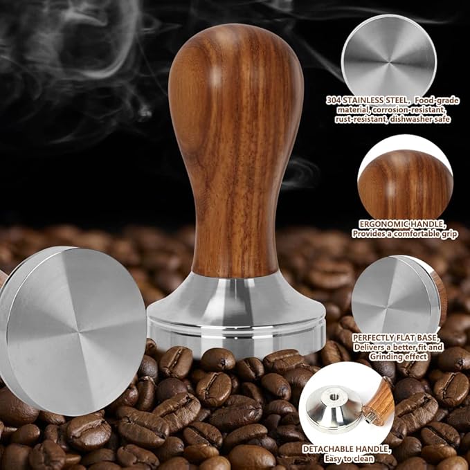 Y-Step 22 PCS Coffee Tamper Set, Espresso Accessories Kit Barista Kit, with Espresso Tamper 51mm, Frothing Pitcher, Tamper Mat, Latte Art Pen, Coffee Stirrer, Sandalwood Tamper for Espresso Machine
