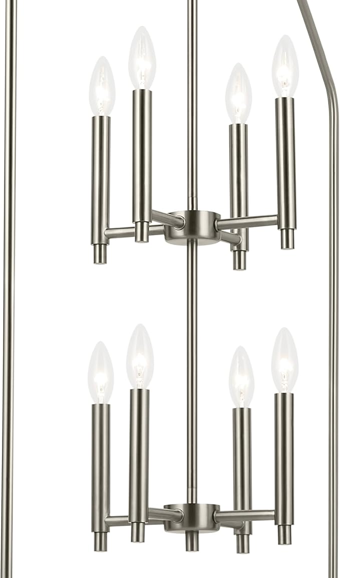 Kichler Madden 43" 8 XL Light Foyer Pendant in Brushed Nickel, Soft Modern Fixture, for Foyer, Over Large or Dining Room Table, (43" x 24.25"), 52724NI