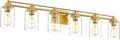 6 Light Bathroom Vanity Light, HWH Brushed Gold Light Fixture Bathroom Wall Vanity Lights, Modern Brass Vanity Lights Over Mirror with Clear Glass Shade, 5HLT63B-6W BG
