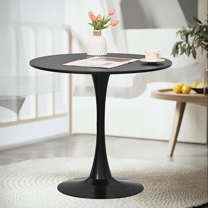 SoarFlash Kitchen Table and Chairs for 2, 31.5" Dining Table Set for 2 with Velvet Upholstered Chairs, 3 Piece Round Kitchen Table Set, Dining Room Table Set for Small Space, Apartment, Grey/Black