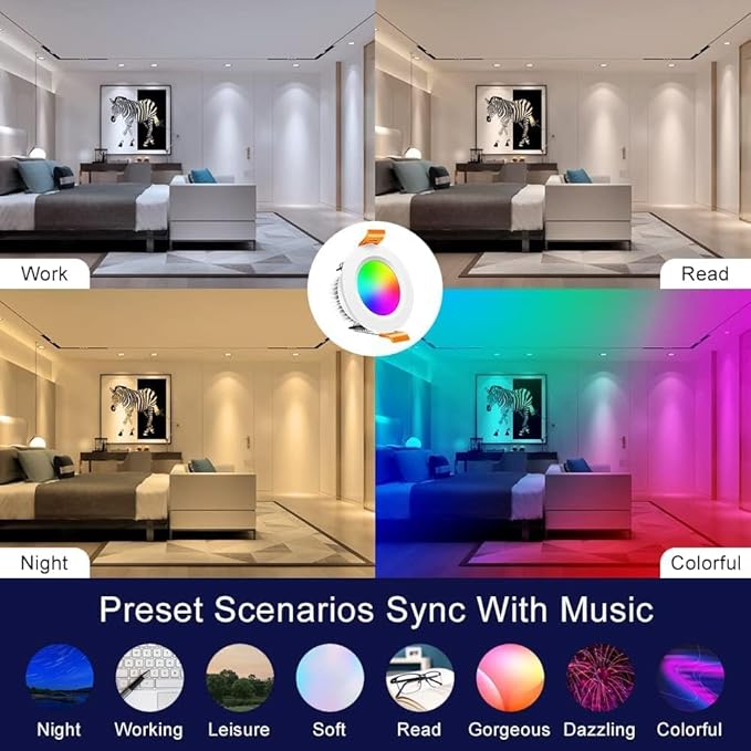 inShareplus 2 Inch Smart Recessed LED Lights, WiFi Downlight 5W 120V, Dimmable RGBCW 2700-6500K Color Changing Ceiling Lighting, Compatible with Alexa/Google, Can Lights with LED Driver 1Pack