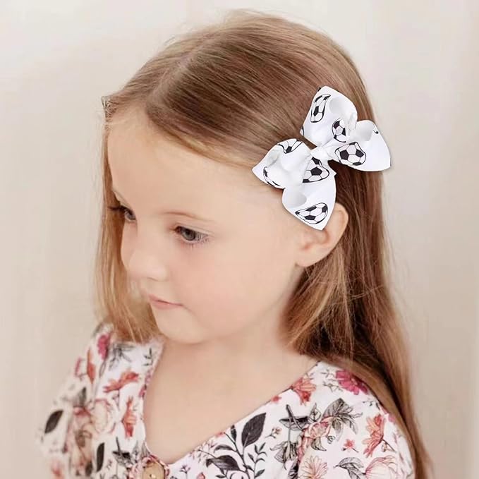 Soccer Hair Accessories, Soccer Hair Bows, Soccer Ball Bow，Soccer Ribbon Bow Hair Clips ，bows Hair Accessories for girls.A (yellow)