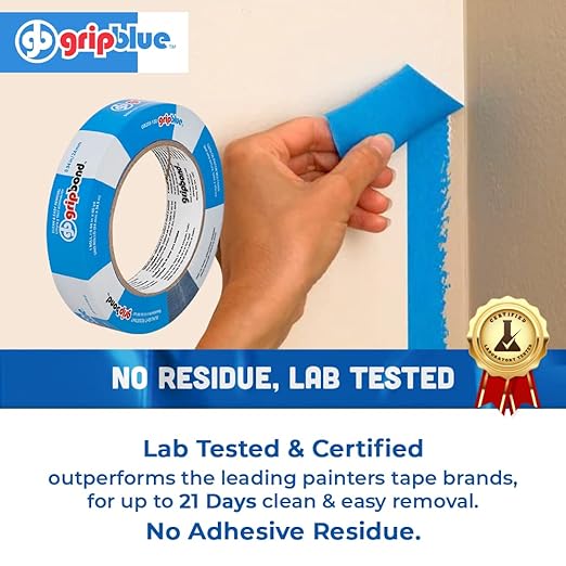 Blue Painters Tape 1 Inch Wide, 36 Rolls Masking Tape - Perfect for Precise Lines on Walls & Trim, Multi-Surface, Residue-Free, Easy Removal - Ideal for Indoor & Outdoor Use, 0.94in x 60yds