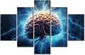 5 Pieces Canvas Prints Brainstorming Concept Wall Art Modern Home Decor Brain Power Lightning Poster Living Room Bedroom Decoration Artwork Painting Framed Ready to Hang, (60"Wx40"H)