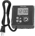 TiFFCOFiO New Digital Outdoor Timer Waterproof, Dial Programmable Method, Outdoor Light Timer with 2FT Extension Cord, 2 Grounded Electrical Outlets for Lights, 6 Sets of Programs, 15A/1875W