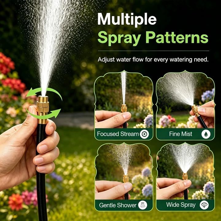 Bluepro Drip Irrigation System 100FT 1/4", 2026-Upgrade Garden Sprinkler Kit with 16PCS 360° Adjustable Copper Nozzles, Automatic Misting Watering System for Raised Beds, Greenhouse, Lawn, Patio, Yard