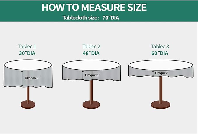 Surmente White Tablecloth for Round Tables, 70-inch Round Table Cloths for Weddings, Banquets, or Restaurants