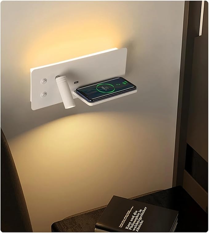 Wireless Charging Column Modern Minimalist Style LED Tone Wall Light Black White Luxury Home Decor Home Appliances Bedroom Nightstand,Crystal Chandelier