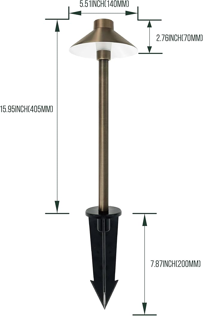GKOLED Solid Brass Pathway Lights, Low Voltage LED Landscape Path Light, Outdoor Waterproof Accent Lighting, 12V AC/DC, 2700K Warm White, with 3W G4 LED Bulb & Large Rugged Slot Spike, 20 Pack
