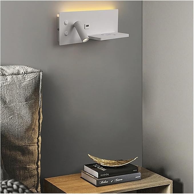 Wireless Charging Column Modern Minimalist Style LED Tone Wall Light Black White Luxury Home Decor Home Appliances Bedroom Nightstand, Led Chandeliers